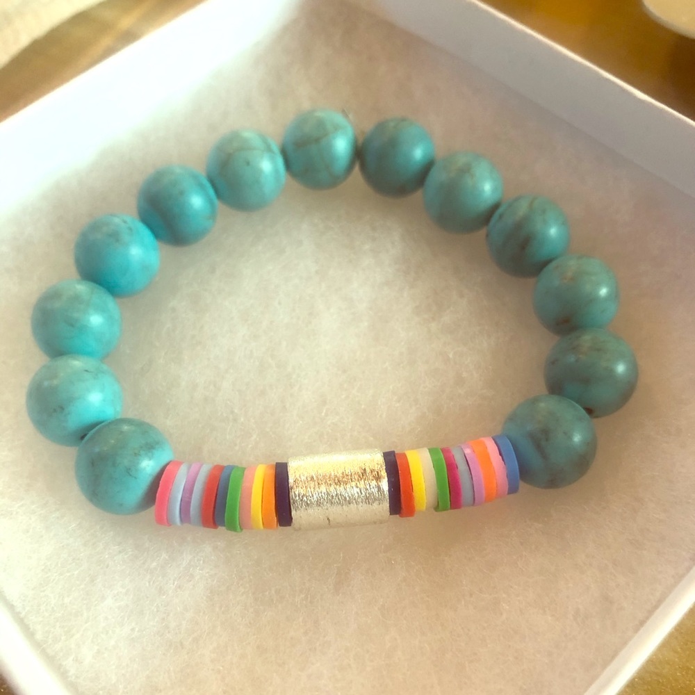 Teal marble bead bracelet
